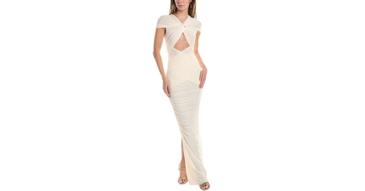 nasha maxi dress Ronny Kobo Nasha Ruched Cutout Maxi Dress