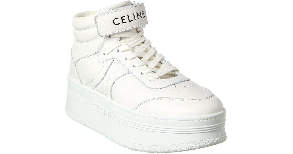 Celine Leather Platform Sneaker in White | Lyst