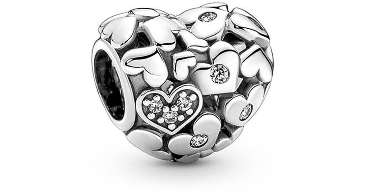 PANDORA Moments Silver Cz Heart Charm in White | Lyst