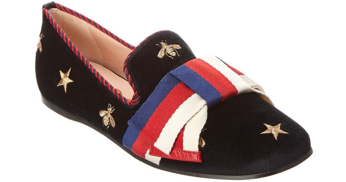 gucci flat river velvet mule