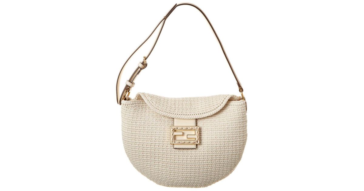 Fendi Croissant Small Leather Shoulder Bag in White Lyst UK