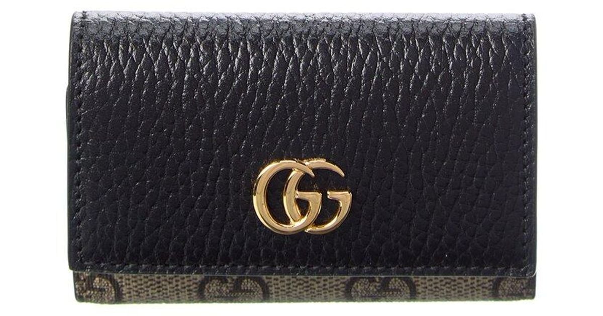 Gucci GG Marmont GG Supreme Canvas & Leather Keycase in Black