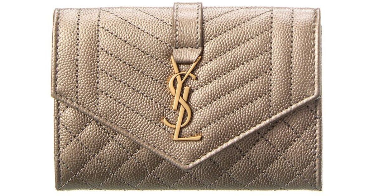 Saint Laurent Monogram Leather Continental Wallet in Natural | Lyst