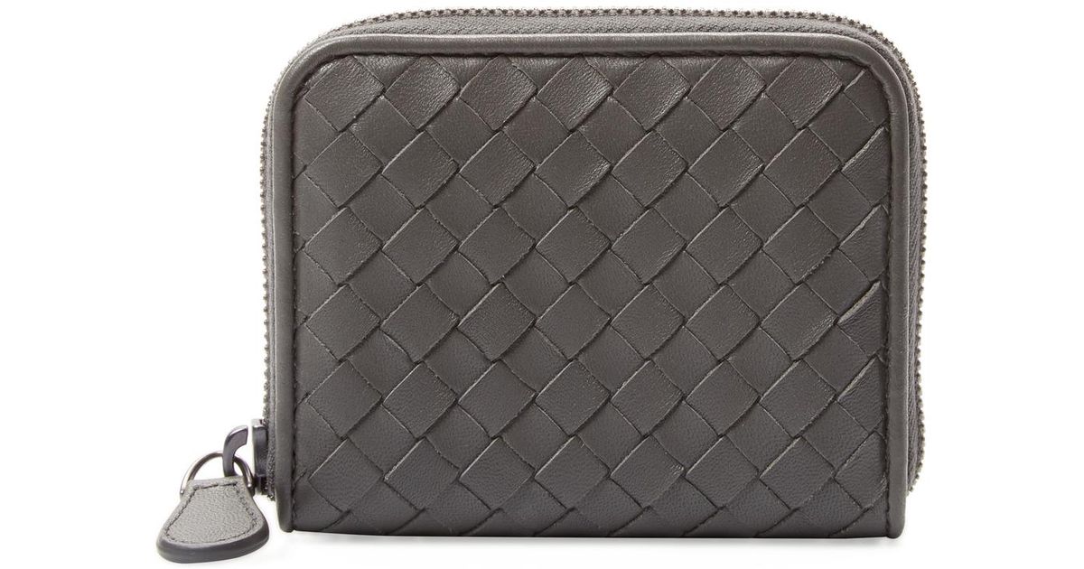 Bottega Veneta Leather Intrecciato Nappa Short Zip Around Wallet 