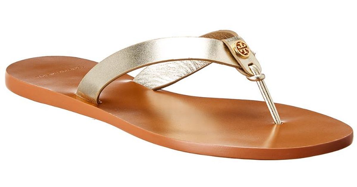 Tory Burch Manon Metallic Leather Thong Sandals - Lyst