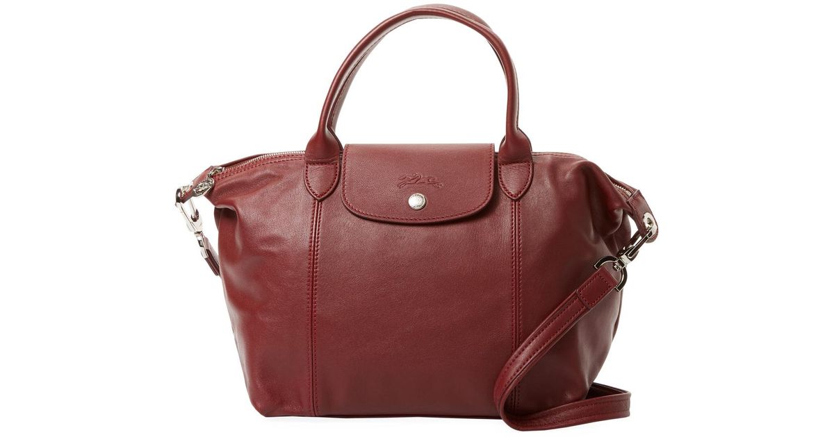 Longchamp Red Le Pliage Cuir Small Leather Tote