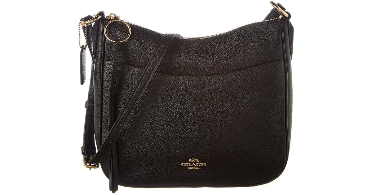 COACH Chaise Leather Crossbody in Black/Gold (Black) - Lyst