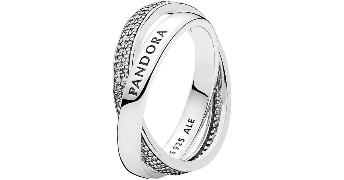 PANDORA Silver Cz Promise Ring in Metallic Lyst