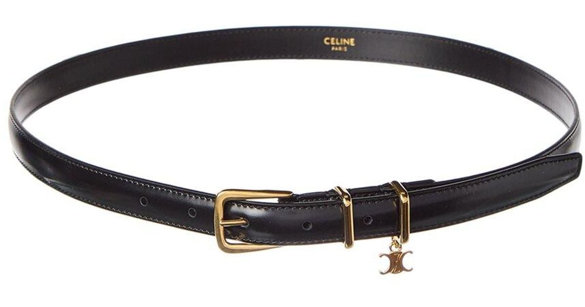 Celine Elegant Charm Leather Belt in Black | Lyst UK