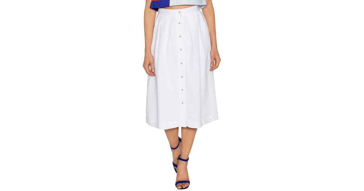 pleated button down skirt