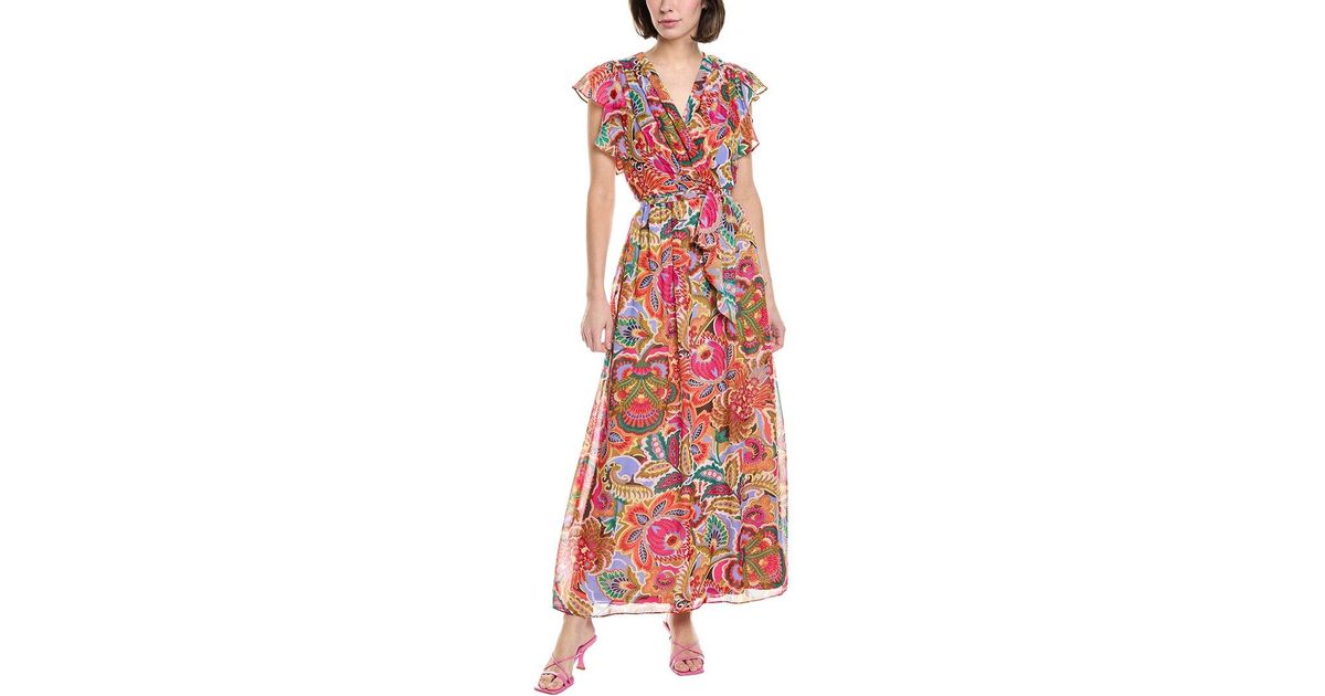 Donna Ricco Chiffon Maxi Dress in Red | Lyst