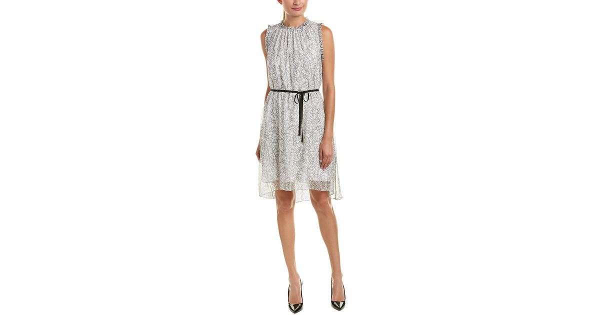 white silk shift dress