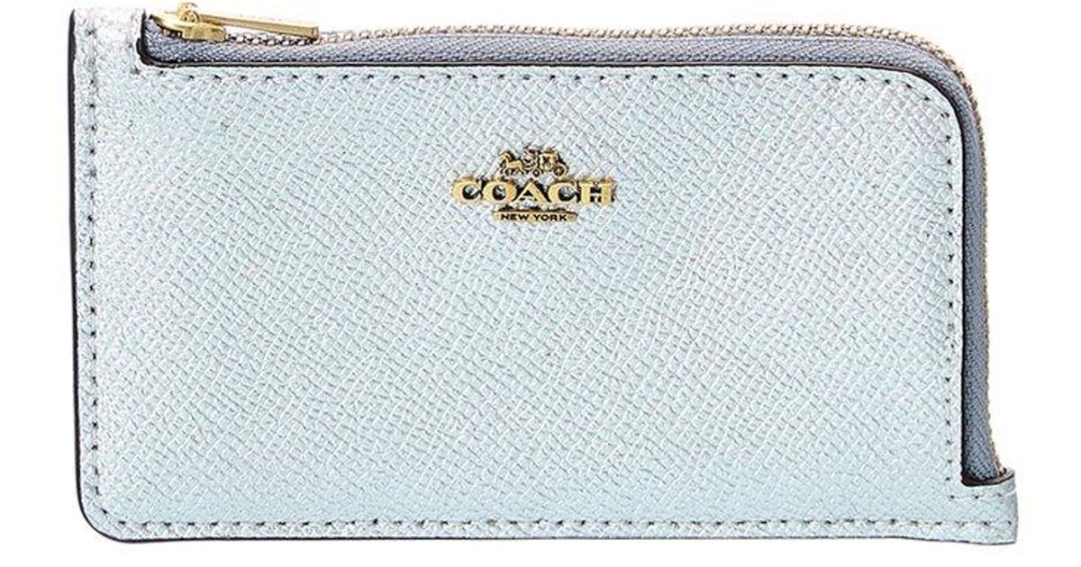 COACH Zip Small Metallic Leather Card Case Lyst