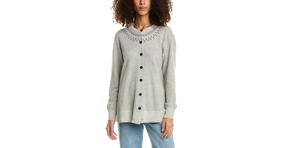 Wilt Embroidered Cardigan in Gray Lyst
