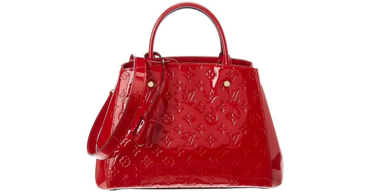 Louis Vuitton Red Monogram Vernis Leather Montaigne Mm - Lyst