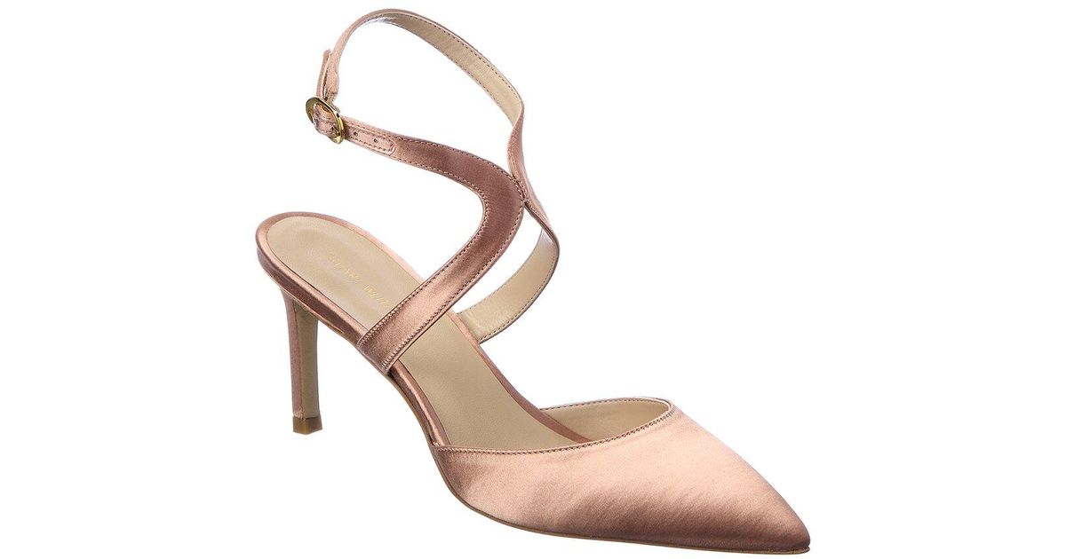Stuart Weitzman Mariposa 75 Cutout Satin Pump In Pink Lyst