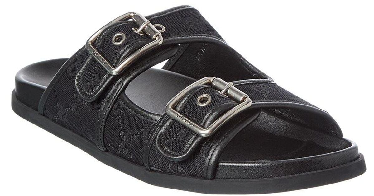 Gucci Gg Supreme Canvas & Leather Slides Slide, Black Gucci GG Supreme Tigers Slide Sandal in Black for Men | Lyst main image 3