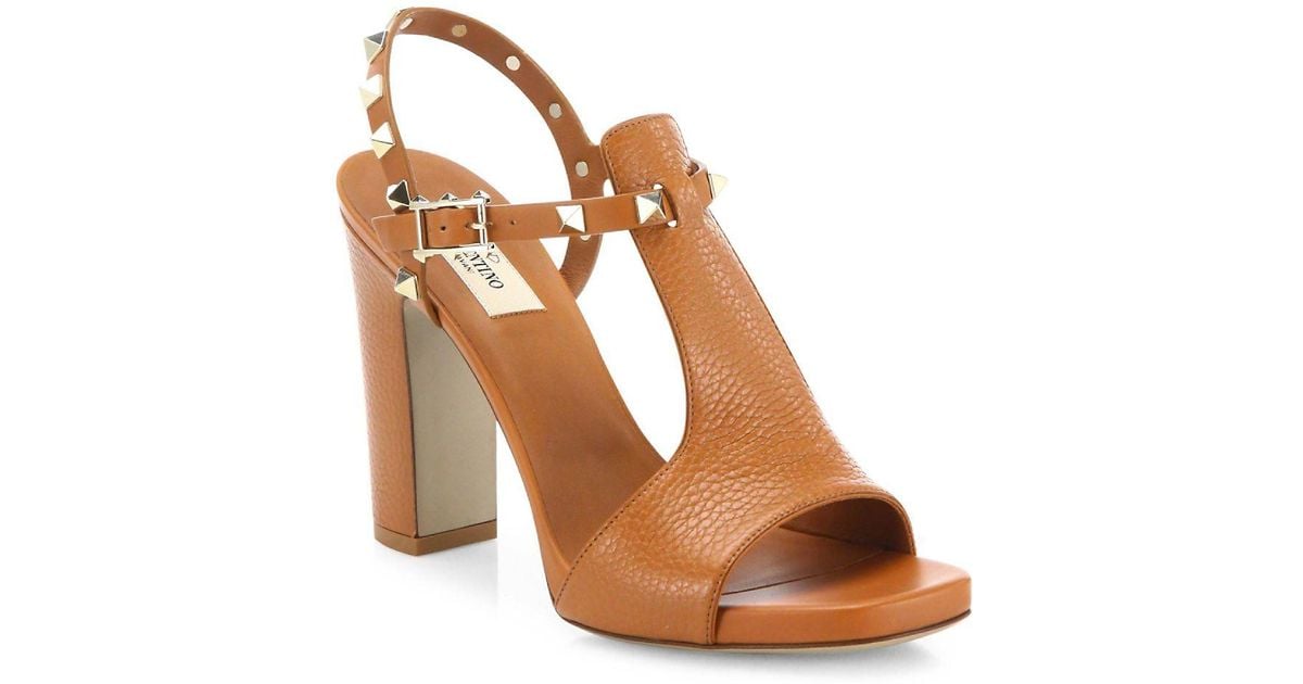 rockstud ankle strap block sandal