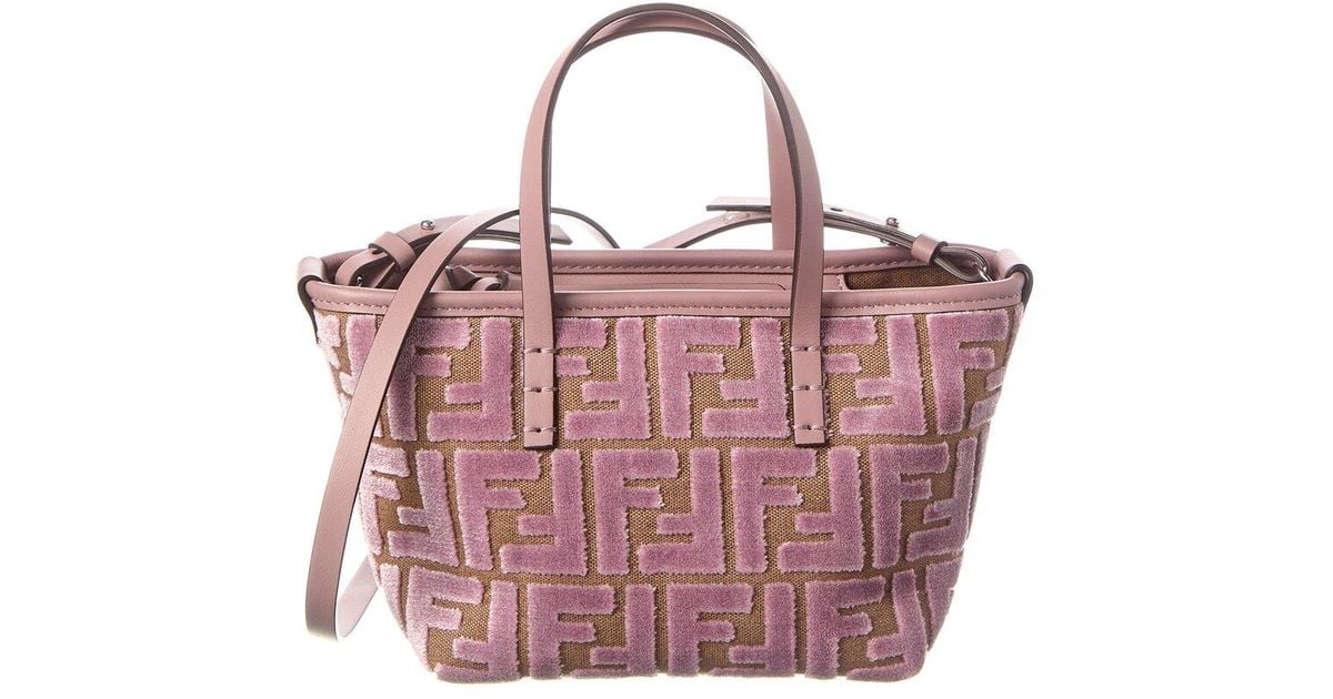 FENDI 24WINTER FF ベルベット ロールミニ トート* mauve pink fendi-Purple-Roll-Mini-Ff-