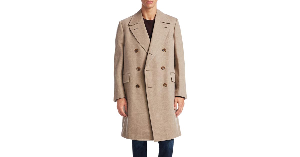 Tom Ford Double-breasted Long Peacoat in Natural for Men | Lyst