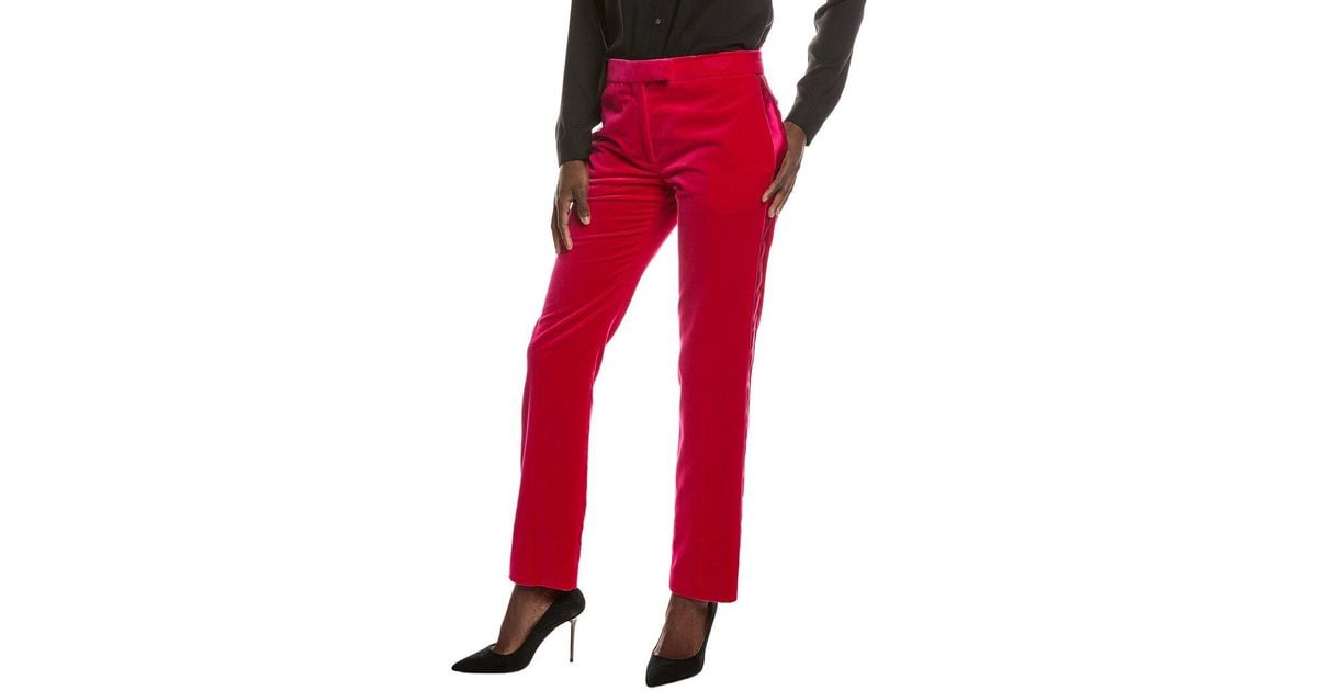 Tom Ford Silk- Trim Pant in Red | Lyst