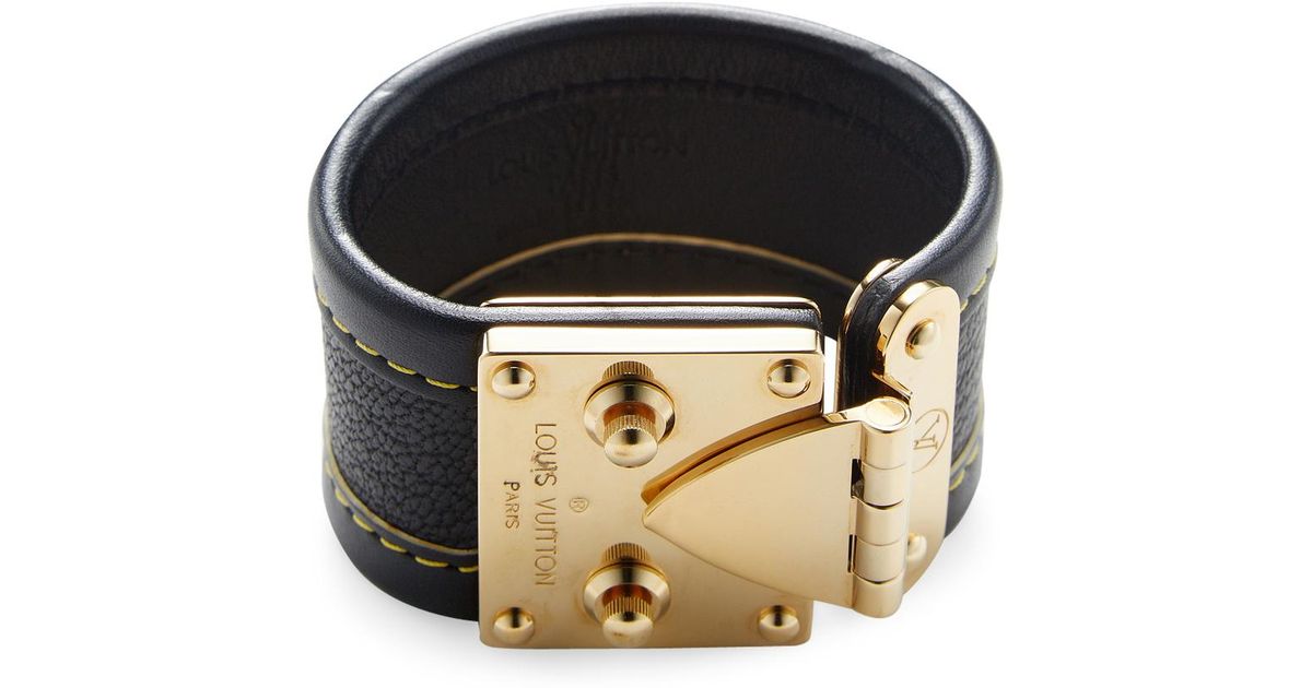 Louis Vuitton Vintage Suhali Serrure Bracelet in Black - Lyst