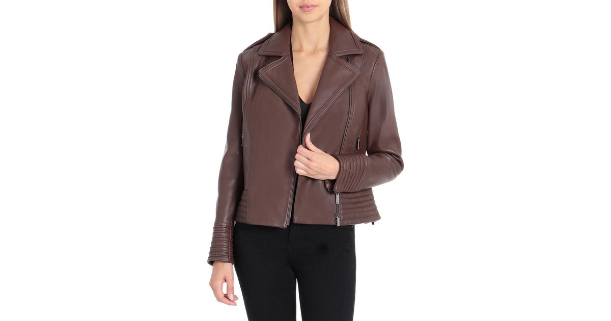 badgley mischka gia leather biker jacket