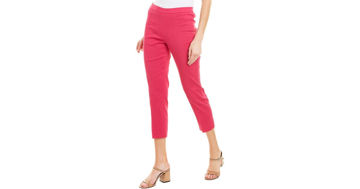 Theory Basic Linen-blend Pull-on Pant in Pink - Lyst