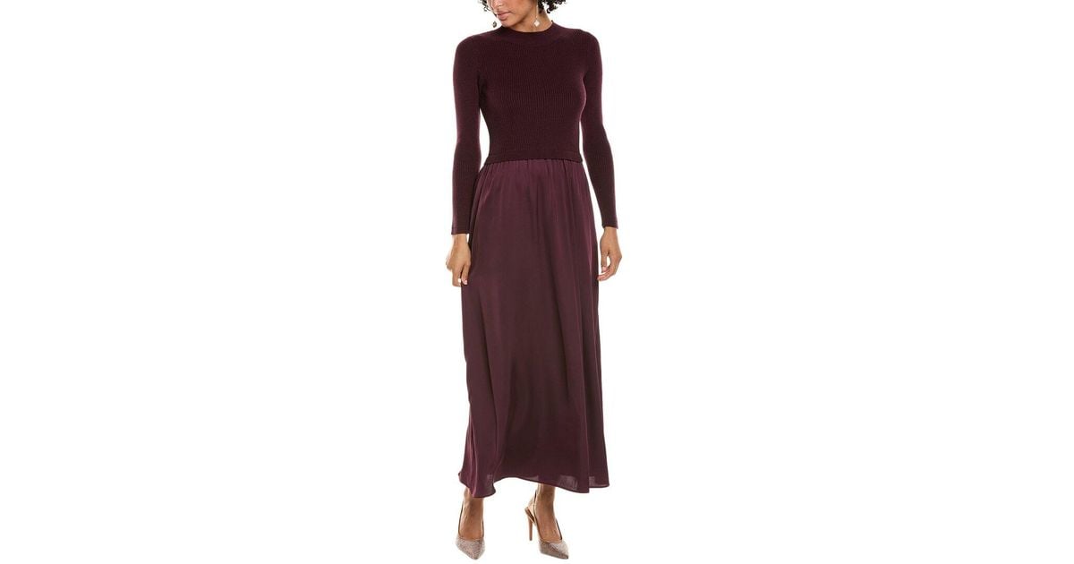 Taylor Satin Skirt Sweaterdress in Purple | Lyst