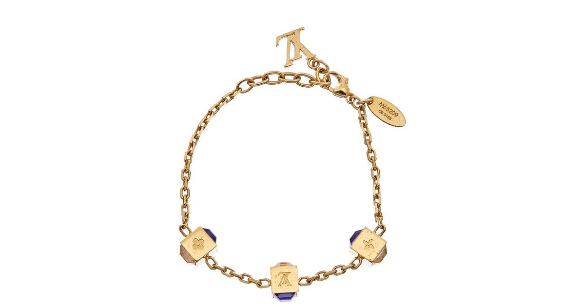 Louis Vuitton Gamble Crystal Gold Tone Bracelet in Metallic