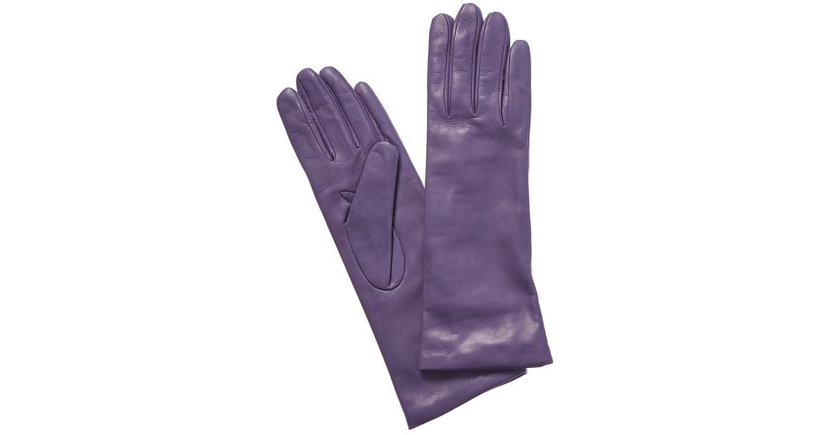 Portolano Long Lavender Cashmere-lined Leather Gloves in Purple - Lyst