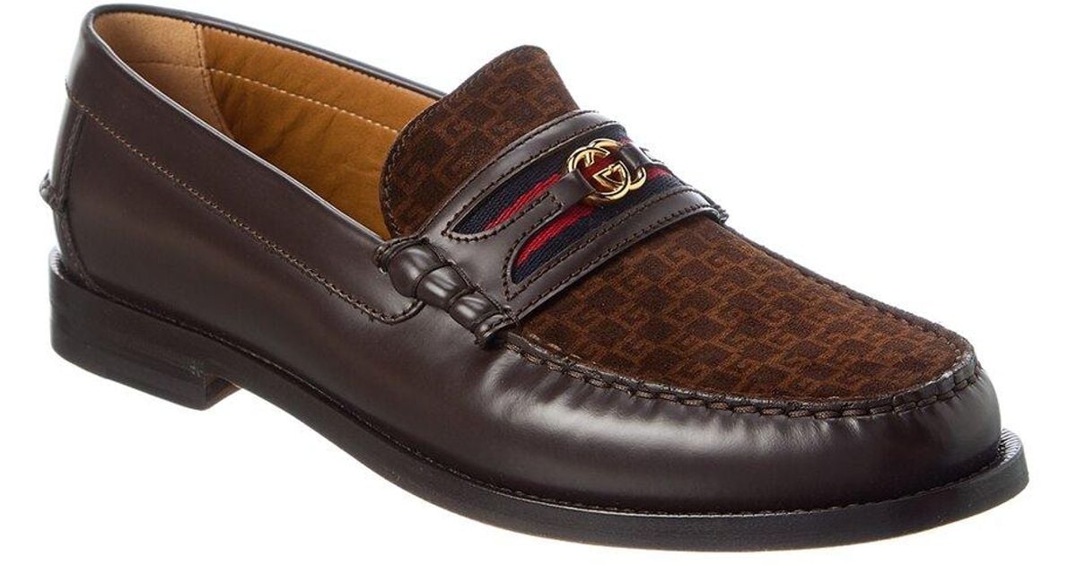 Gucci Interlocking G Suede & Leather Loafer in Brown for Men Lyst Canada
