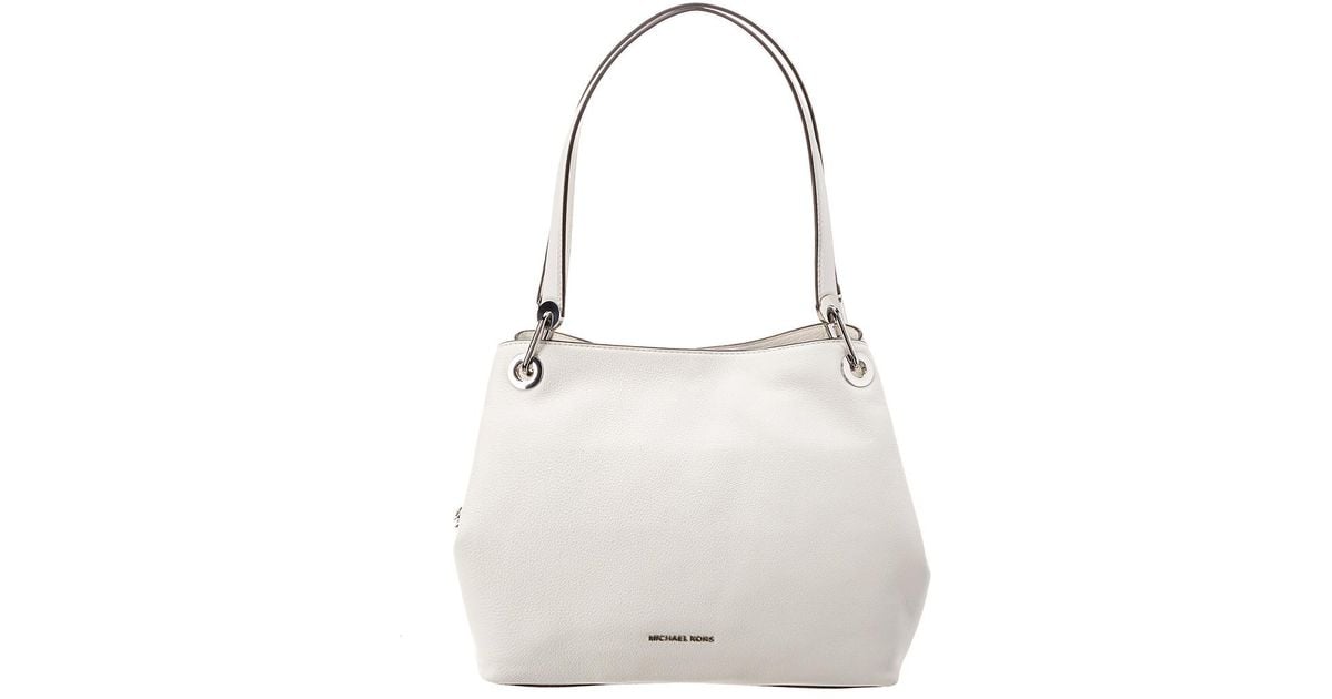 MICHAEL Michael Kors Raven Large Pebbled Leather Shoulder Tote in White |  Lyst
