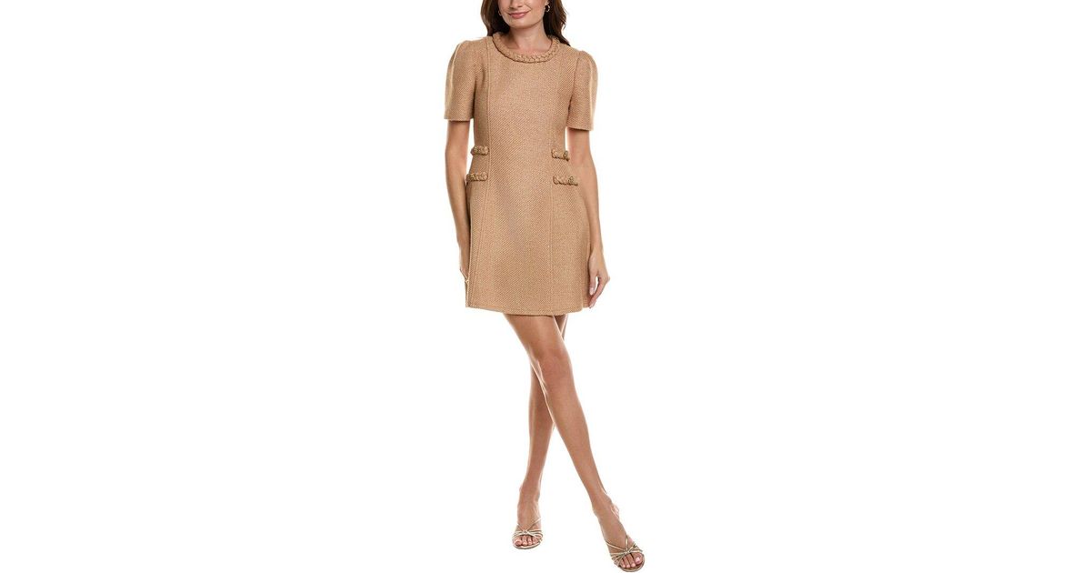 FLORA BEA NYC Tweed Mini Dress in Natural | Lyst UK