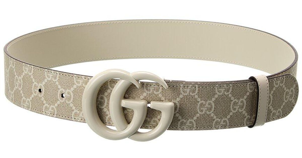 Gucci GG Marmont GG Supreme Canvas Leather Belt In White Lyst