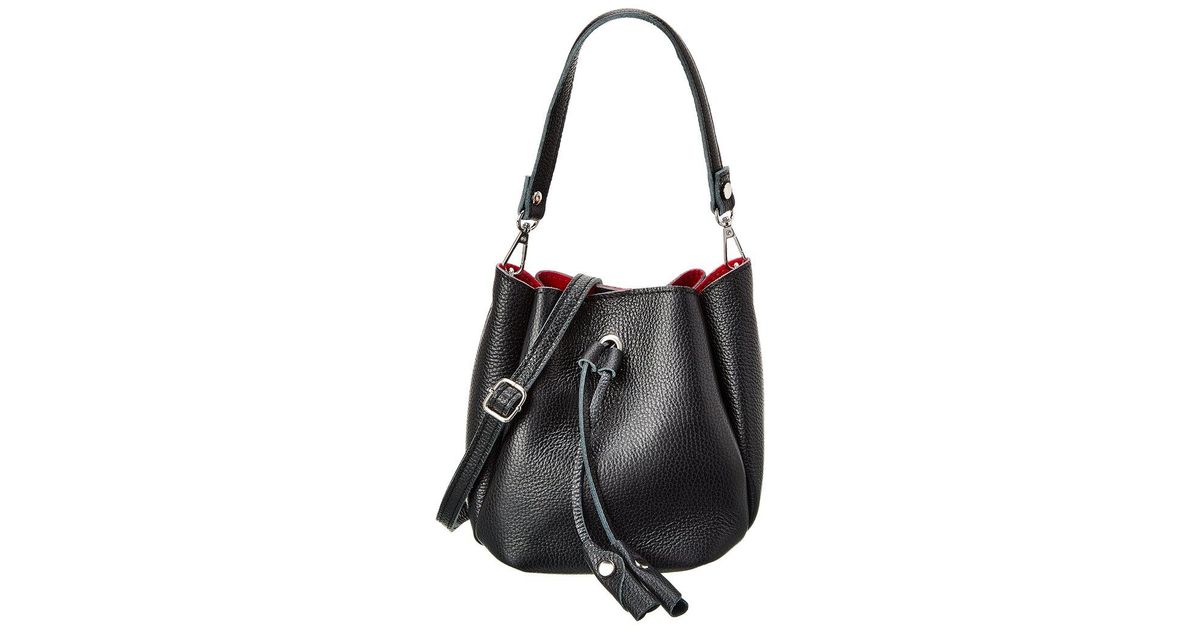 Italian Leather Bucket Bag in Black | Lyst