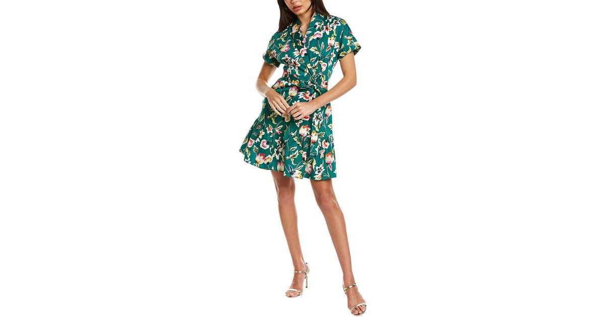 Hutch Thea Linen-blend Wrap Dress in Green | Lyst