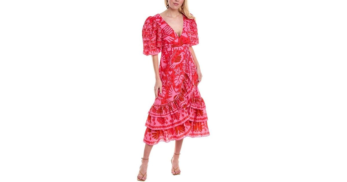 FARM Rio Jungle Scarf Red Wrap Midi Dress Lyst