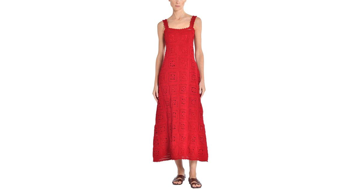 Adam Lippes Crochet Dress in Red | Lyst