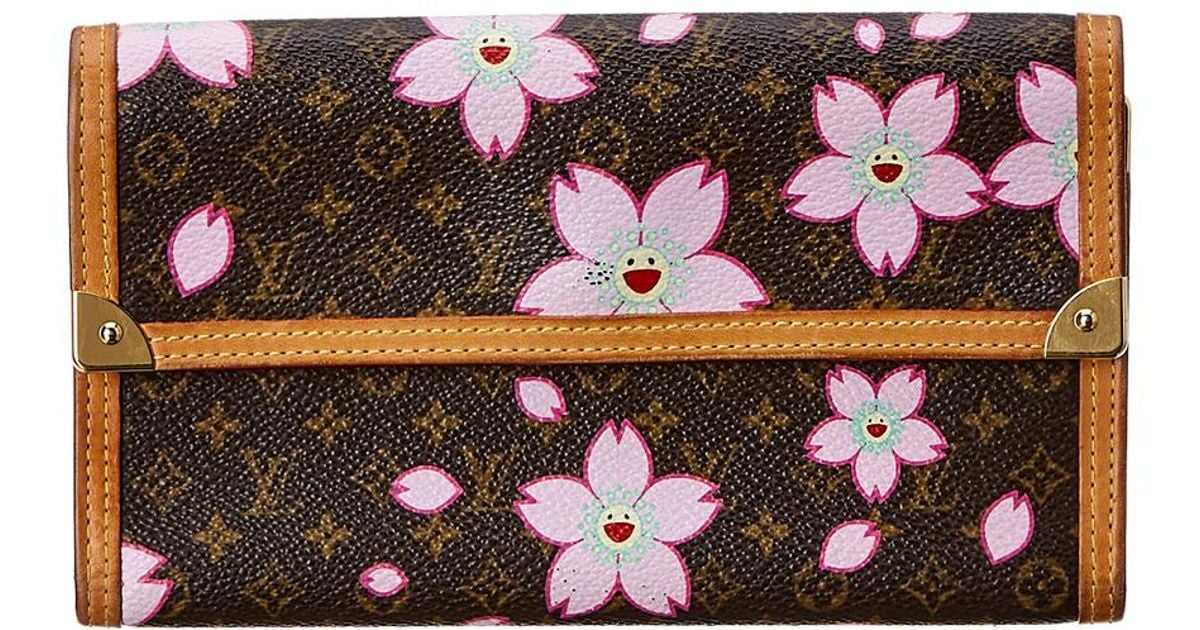 Authentic New Louis Vuitton Pink Cherry Blossom Tri-Fold PTI Wallet