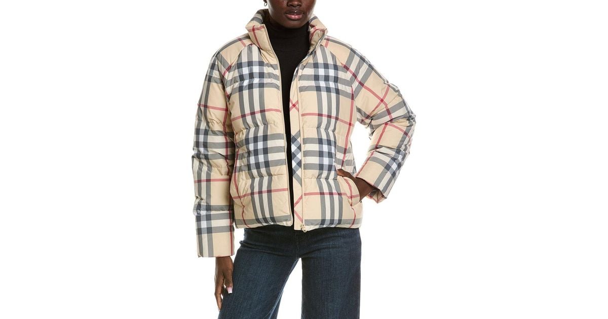 Burberry Check Jacket in Natural | Lyst