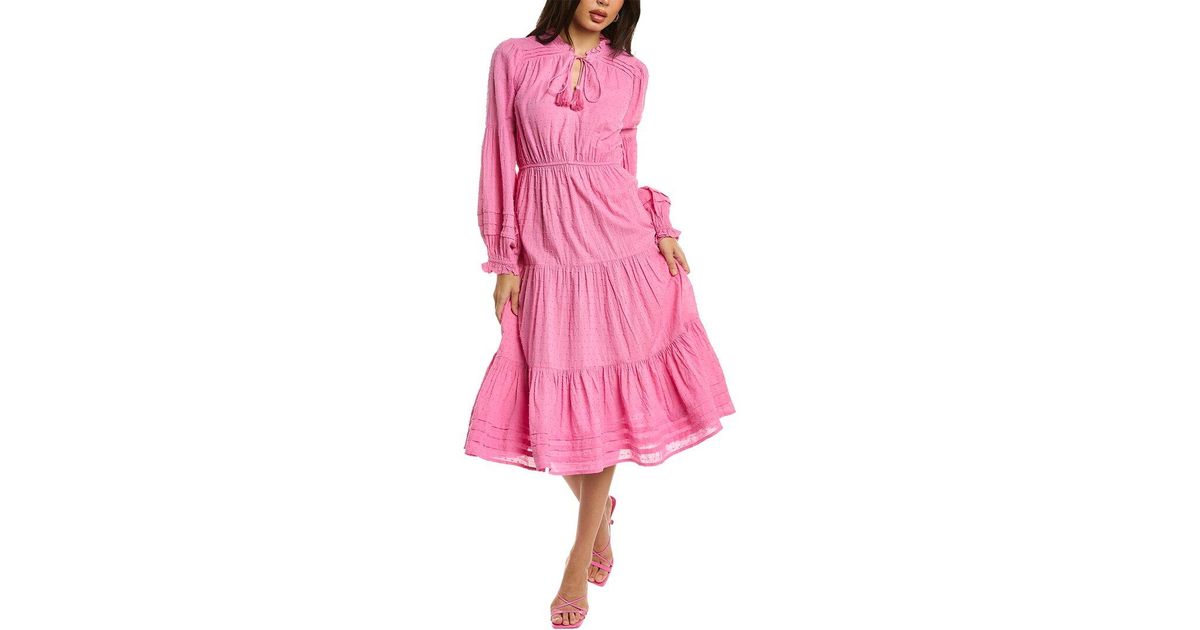 Hale Bob Solid Midi Dress in Pink | Lyst