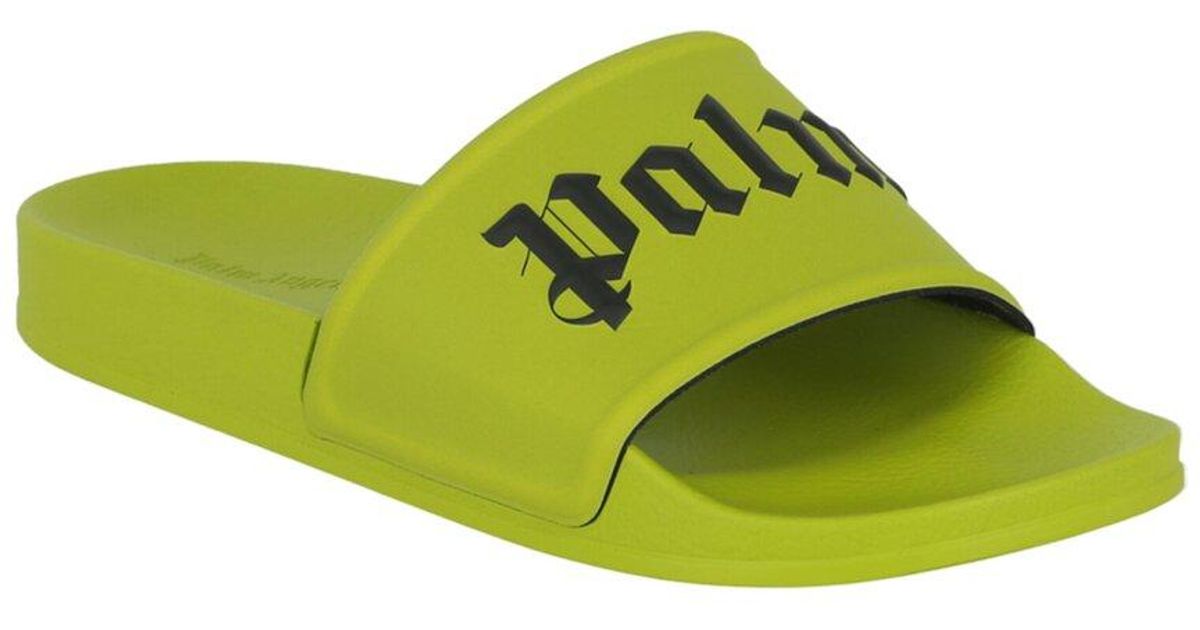 Palm Angels Logo Pool Slide in Yellow for Men | Lyst