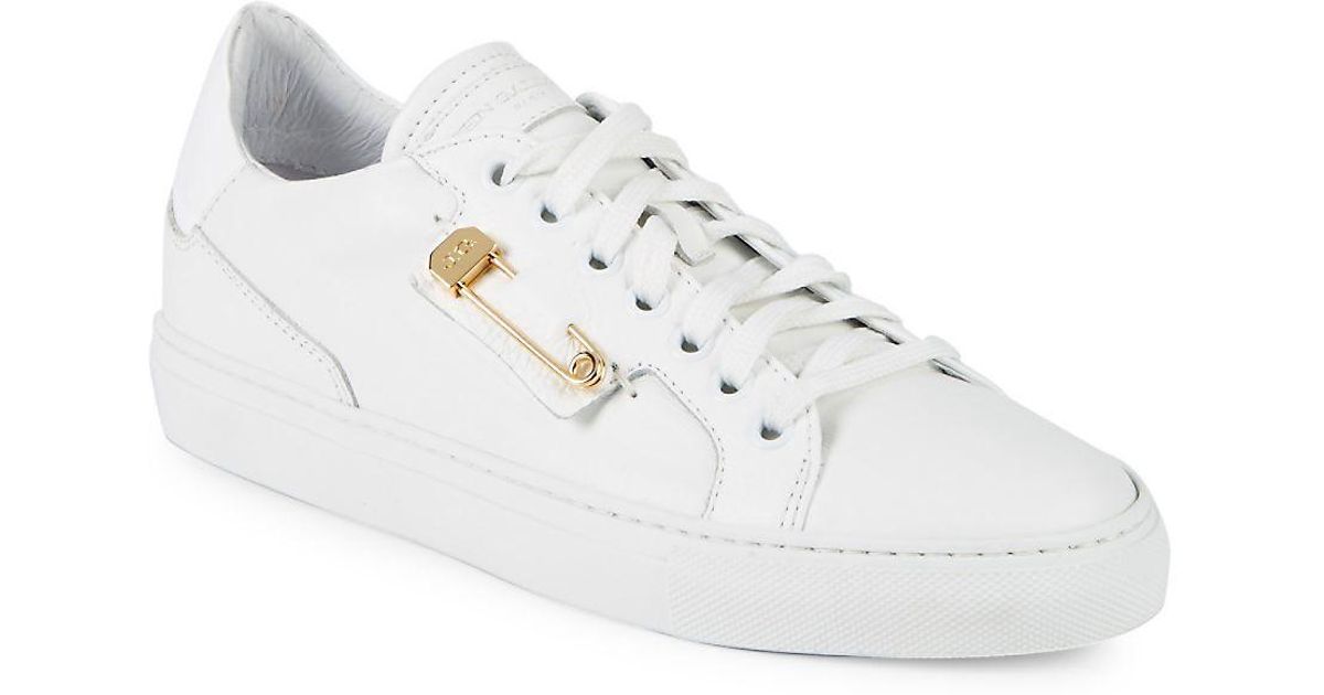 John Galliano Leather Sneakers in White 
