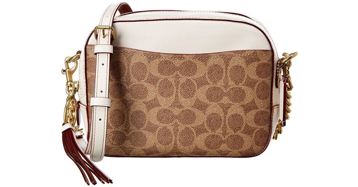 COACH Camera Bag In White Signature Coated Canvas Lyst