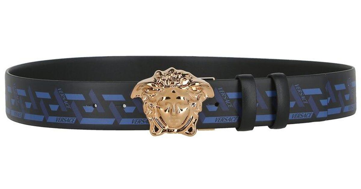 New Versace Reversible La Medusa La Greca Print Belt Blue/Black Size 90/36  $550