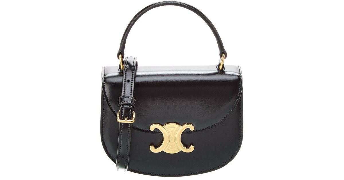 Celine Besace Clea Mini Leather Shoulder Bag in Black | Lyst
