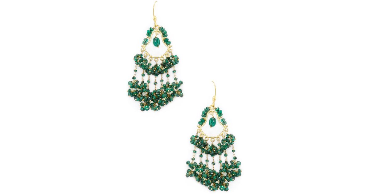 Lyst Karma Jewels 18k Yellow Gold Green Sapphire Chandelier Lyst Karma Jewels 18k Yellow Gold Green Sapphire Chandelier Earrings In Metallic