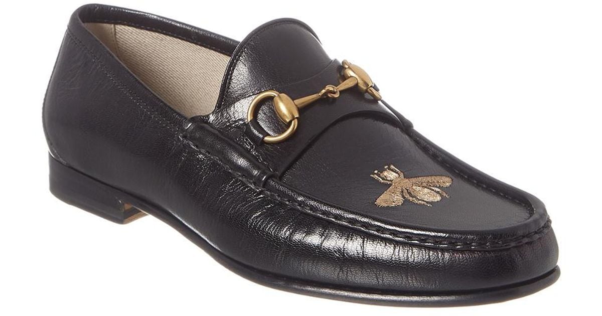 leather loafer with bee