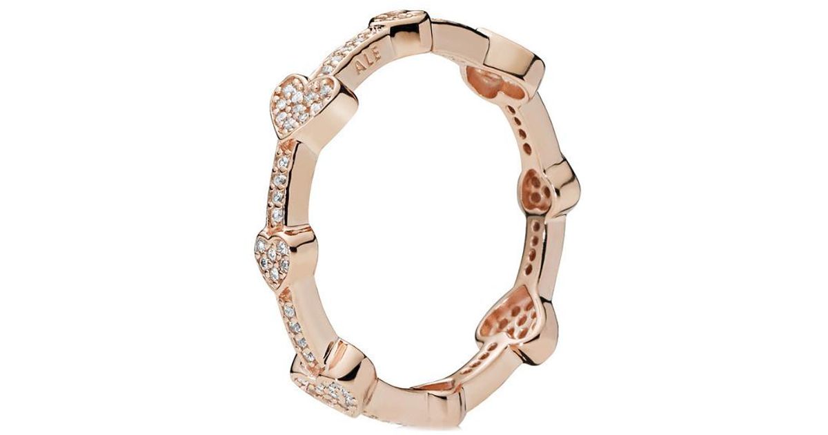 PANDORA Rose Pave Hearts Band Ring in 